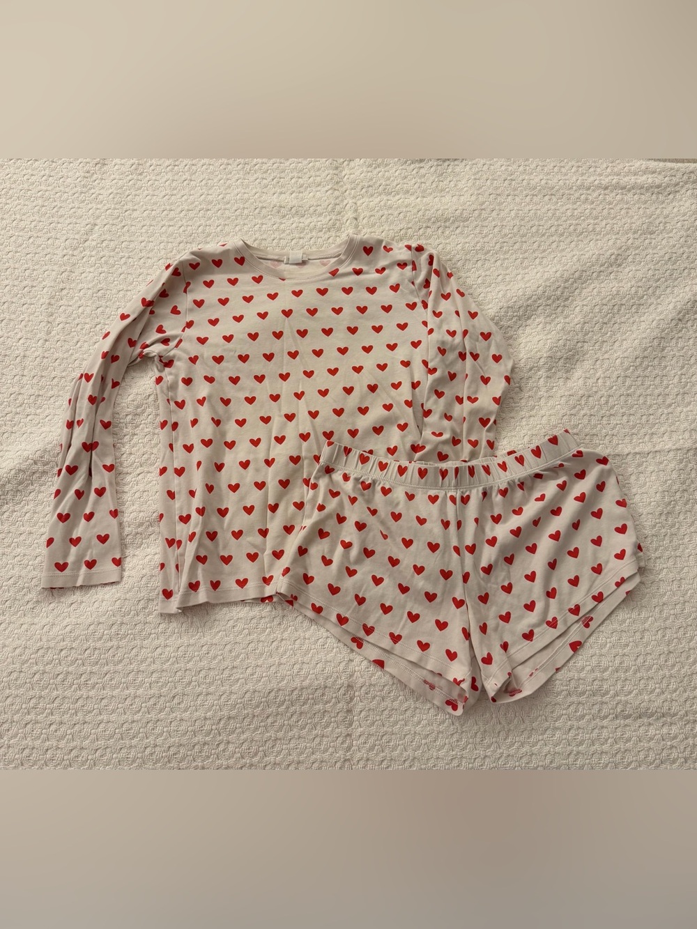 Lake Pajama Set with Red Heart Print - Cozy Women’s Sleepwear small pima